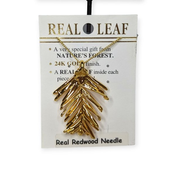 Real Leaf 24k Gold Finish Redwood Needle - Picture 1 of 5
